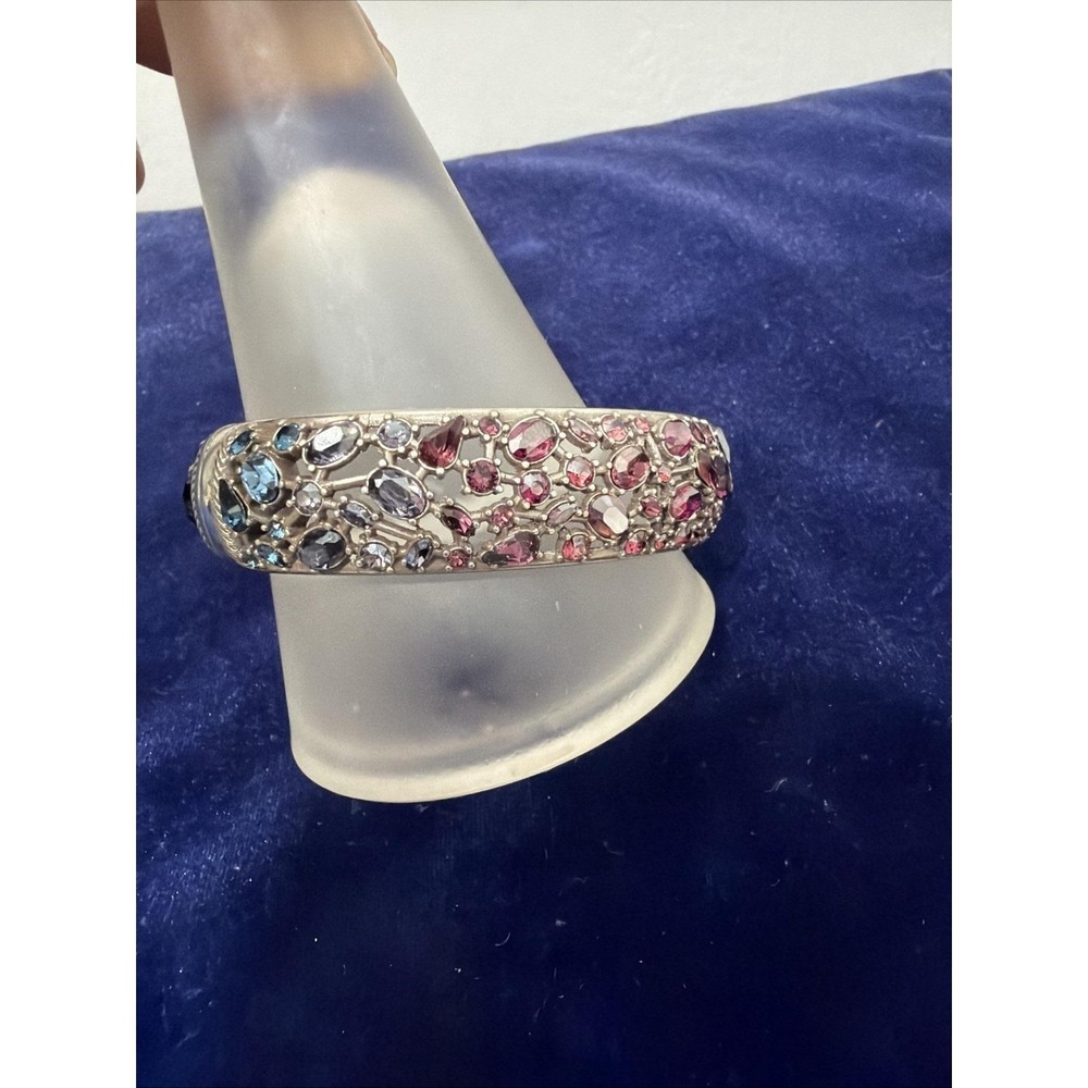 Brighton One Love Large Multi Color Crystal  bracelet Silver Tone .
